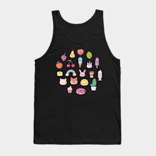 Cute Kawaii Fruits and Snacks Sticker Set Tank Top